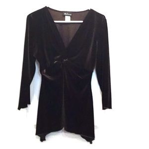 MSK Evening, Brown Faux Velvet Blouse, size Small